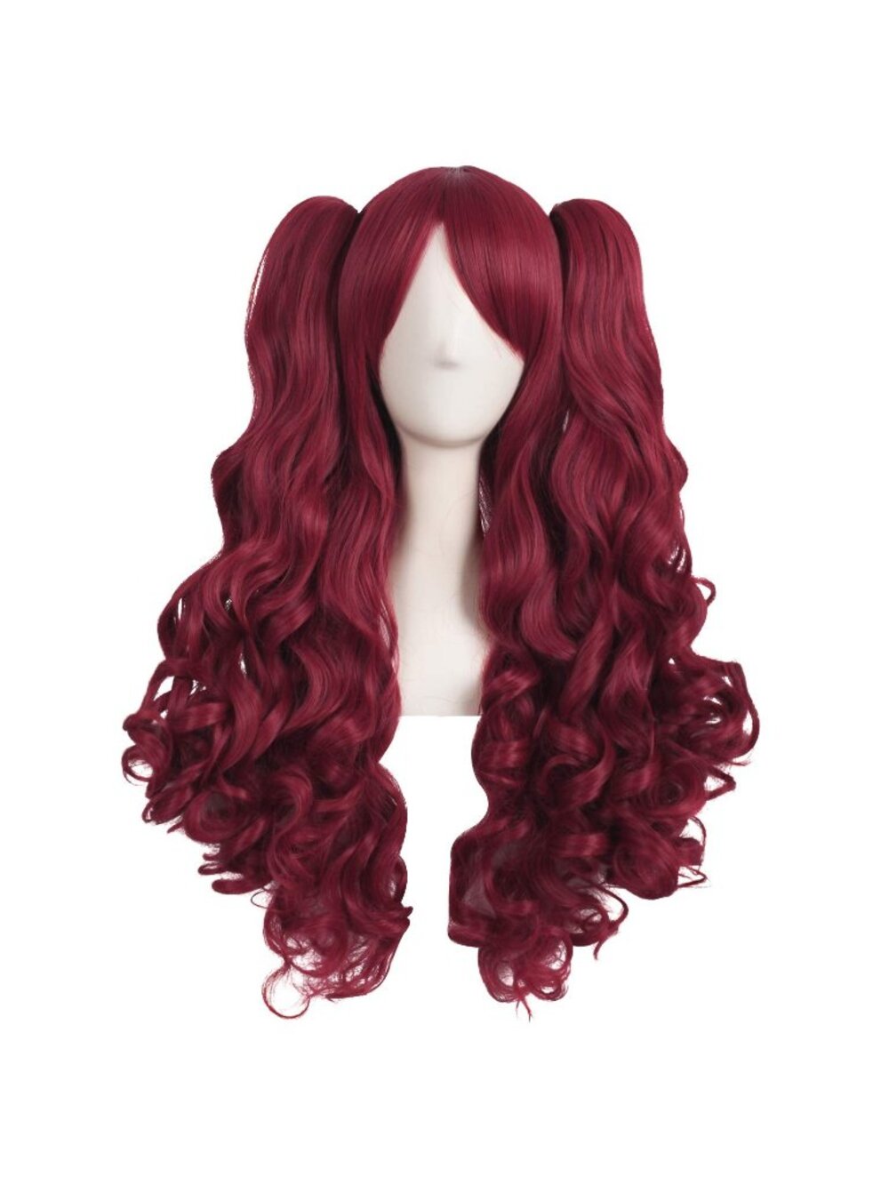 Women's Grass Green 28 Inch Lolita Long Curly 2 Ponytails Clip On Cosplay Wigs